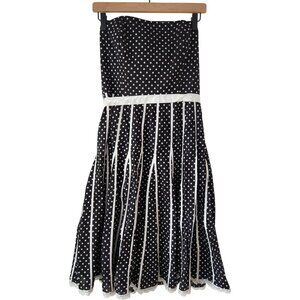Shani Strapless Cocktail Dress Black White Polka Dress Twirl Style Women's 8